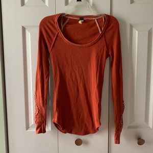 Free People Crochet Cuff Thermal Top Size Med